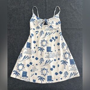 Jessica Simpson Mini Dress‎ Coastal Beachy Smocked Back Spaghetti Straps Size XS